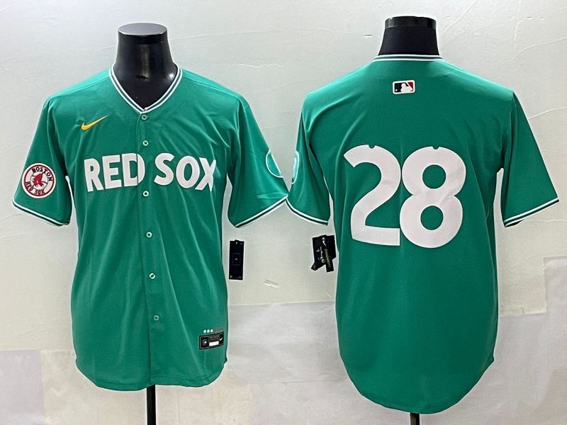 Men 2025 Boston Red Sox 28 No Name Green Joint Name Nike MLB Jersey style 8